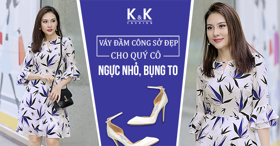 Đầm xòe họa tiết cho nàng ngực nhỏ bụng to