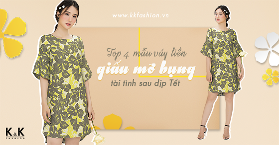 Váy suông họa tiết hoa tay loe điệu đà KK71-28